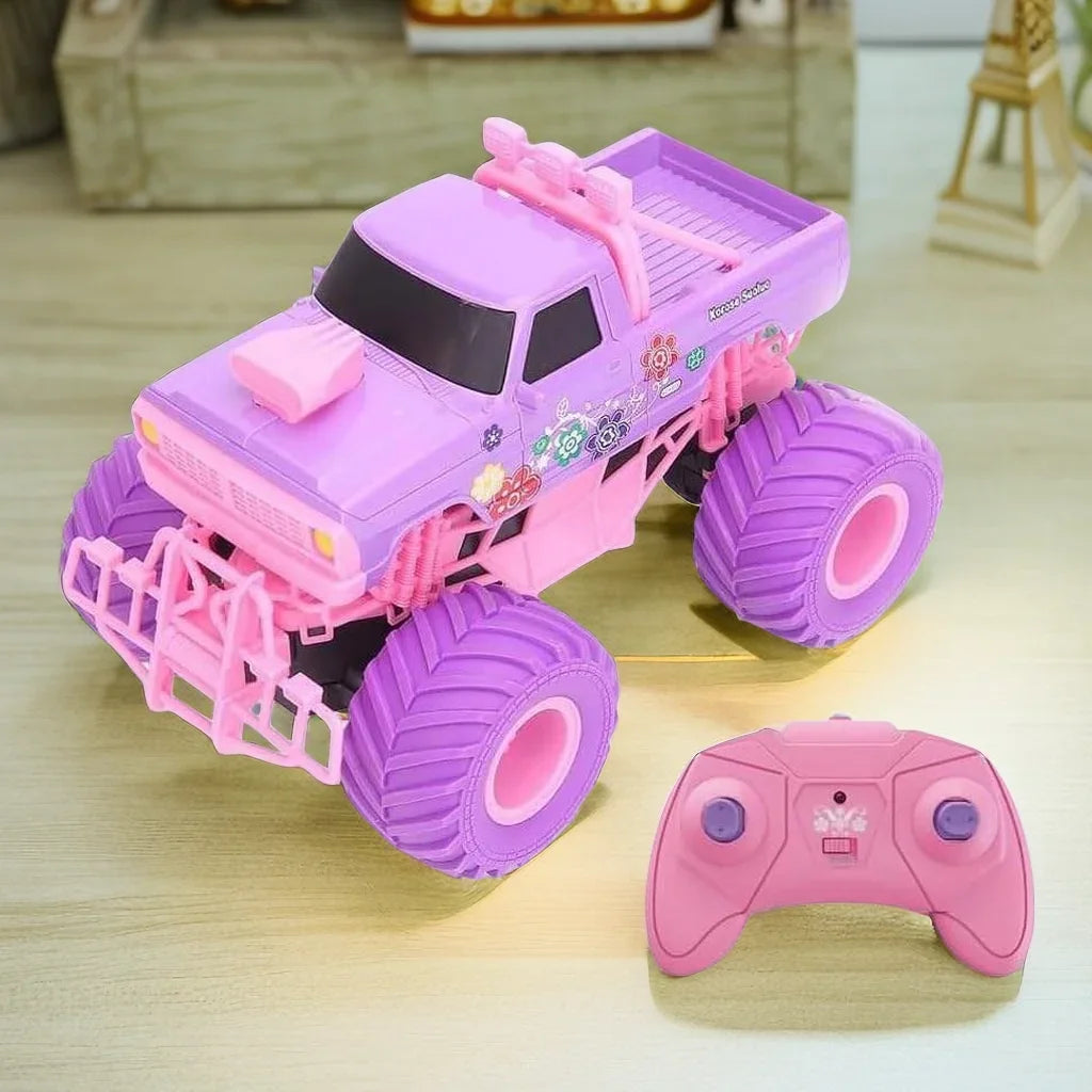 Voiture télécommandée tout terrain rose avec batterie rechargeable