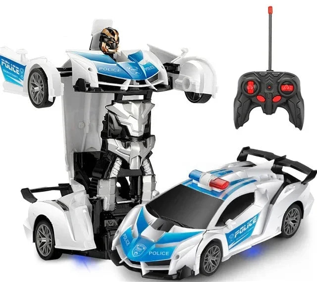Robot voiture transformable et télécommande Voiture télécommandée Police