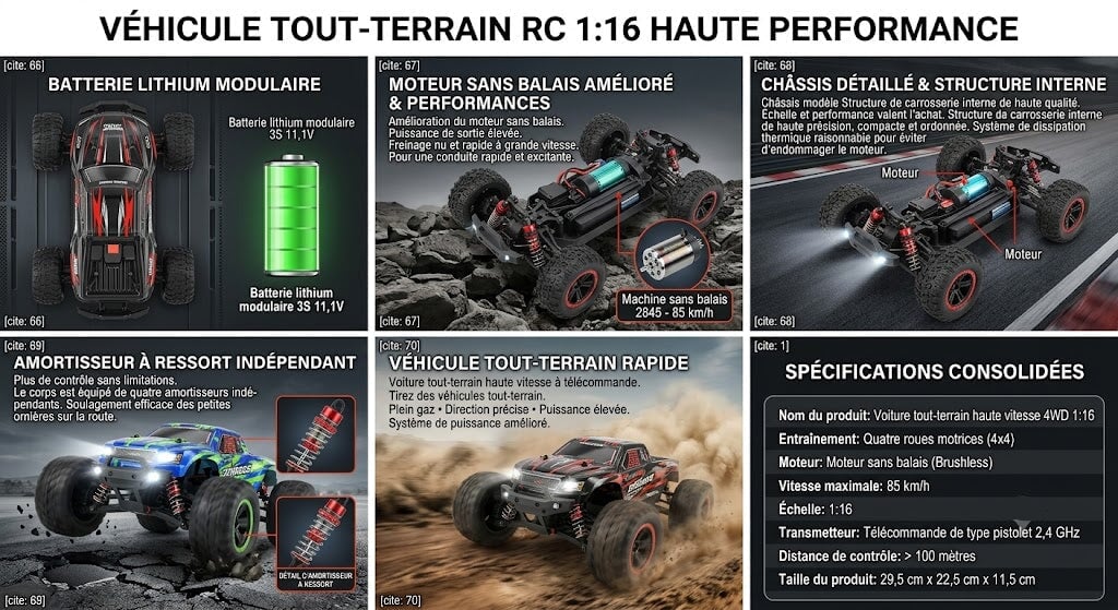 Voiture rc tout terrain 70 km/h Voiture télécommandée