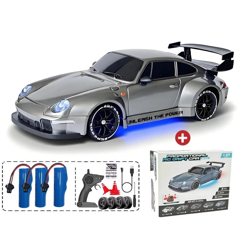 Voiture télécommandée Porsche Voiture télécommandée Argent - batterie x3
