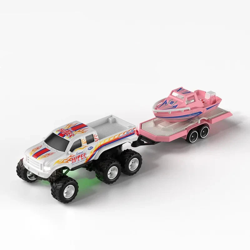 Voiture télécommandée tout terrain avec bateau Voiture télécommandée Blanc avec bateau