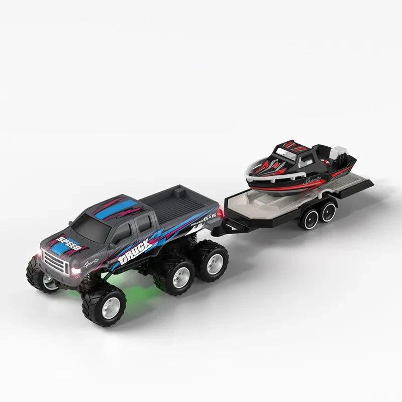 Voiture télécommandée tout terrain avec bateau Voiture télécommandée Gris avec bateau