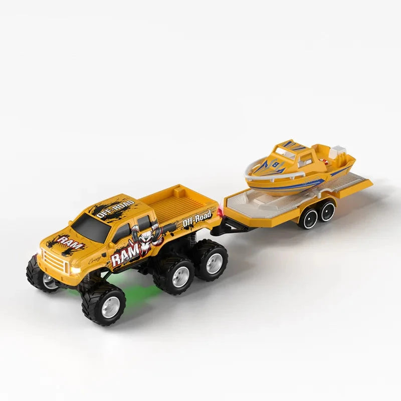 Voiture télécommandée tout terrain avec bateau Voiture télécommandée Jaune avec bateau