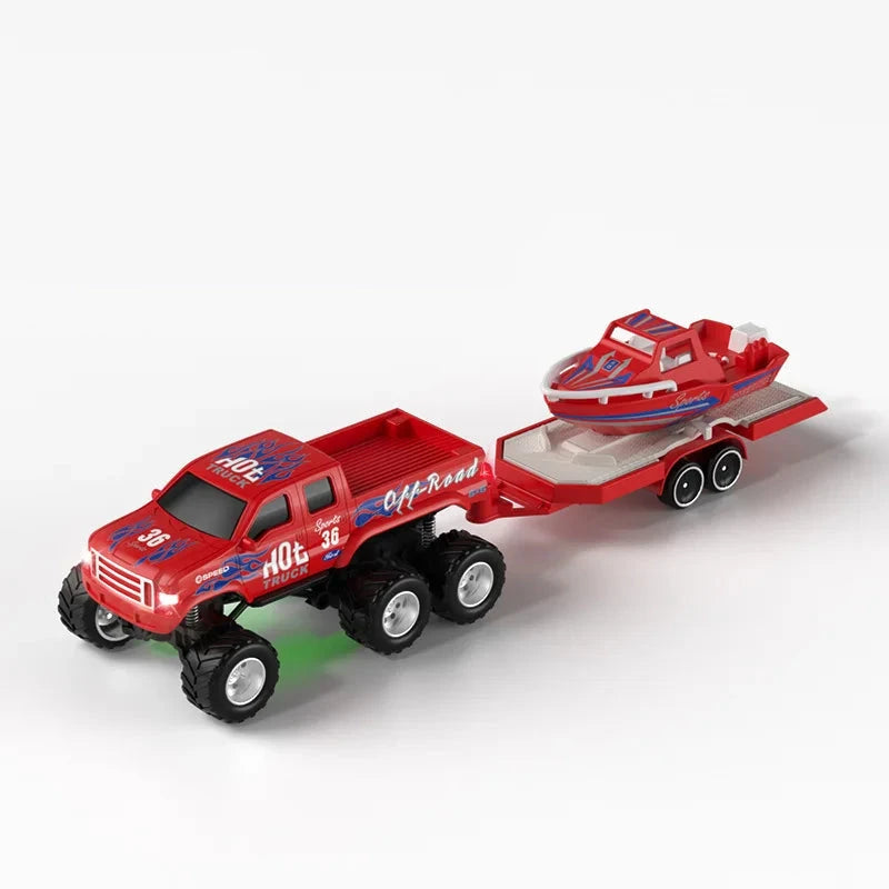 Voiture télécommandée tout terrain avec bateau Voiture télécommandée Rouge avec bateau