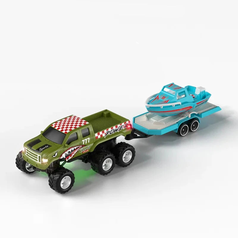 Voiture télécommandée tout terrain avec bateau Voiture télécommandée Vert avec bateau