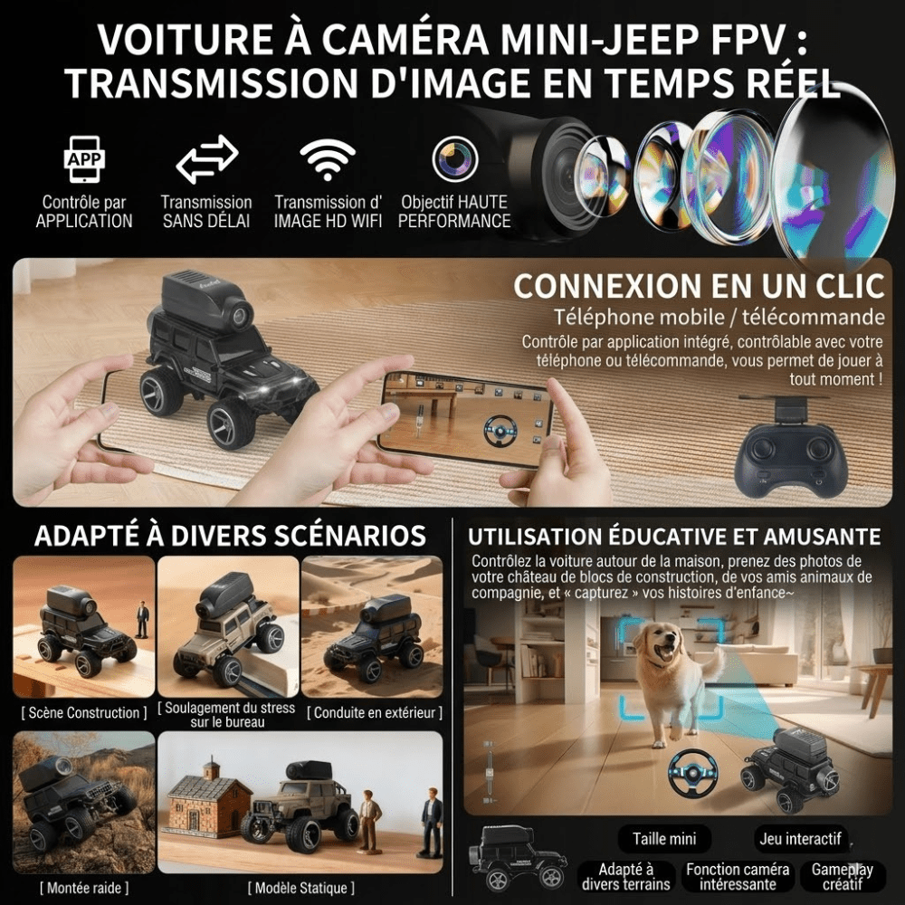 Voiture télécommandée tout terrain avec caméra Voiture télécommandée
