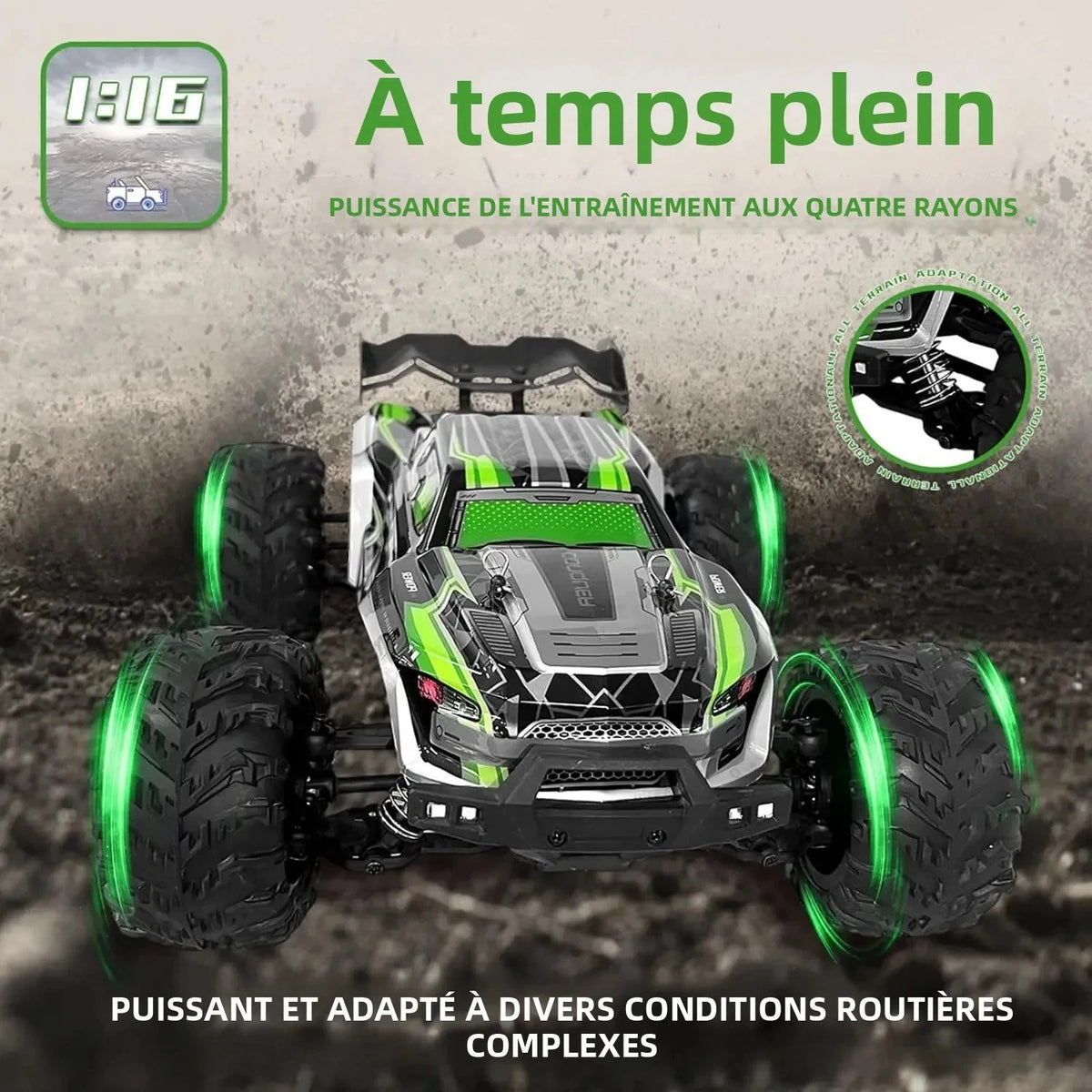 Voiture télécommandée tout terrain solide 1/16 Voiture télécommandée